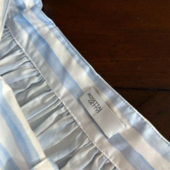 NEW ROSETTA GETTY Gathered Yoke Maxi Skirt - Baby Blue White - size Large - Picture 9 of 11